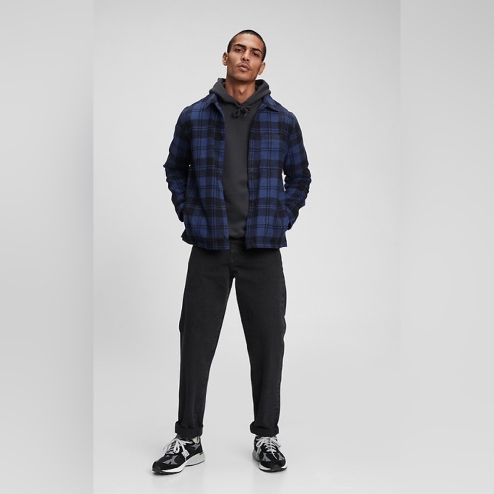 GAP Snap-Front Plaid Shirt in Untucked Fit